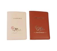 Hrtyvhin Custodia multifunzione per passaporto in pelle PU, 2 pezzi, alla moda, organizzata per la conservazione sicura dei documenti, viaggio organizzato per coppie, Cfand Kh, Love version, Mass