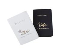 Hrtyvhin Custodia multifunzione per passaporto in pelle PU, 2 pezzi, alla moda, organizzata per la conservazione sicura dei documenti, viaggio organizzato per coppie, nero e bianco, Pointer, Mass