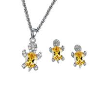 Hrtyvhin Gioielli Chelonian alla per bambini e adulti Orecchini con collana realizzati in lega Pensa a un braccialetto flessibile con orecchini a catena con tartaruga