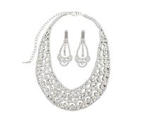 Hrtyvhin Orecchini cavi geometrici e collana a strati con cristalli per collana da donna con orecchini zirconi alla