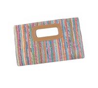 Hrtyvhin Paglia pochette con la parte superiore, borsa da spiaggia da donna, borsa a tracolla, pochette da sera, borsa con catena, tracolla a spalla, colore