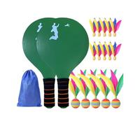 Hrtyvhin Set da 18 per Cricket da Cricket per Bambini, Set da batminton, con Palette in Legno e Palline Spugna morbide per Giocare in Sicurezza da