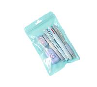 Hrtyvhin Studente che torna a scuola con penna multicolore da 6, penna gel retrattile, gomma, evidenziatore, set cancelleria con nastro correttore