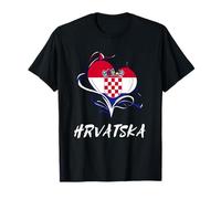 Hrvatska Cuore Croazia Bandiera Orgoglioso Croato Orgoglio Radici Maglietta