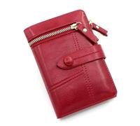 HRWLY Portafoglio in pelle PU con cerniera Portafoglio Zero Portafoglio corto da donna Piccolo profumo giapponese(Red)