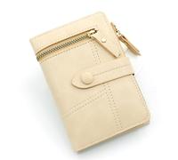 HRWLY Portafoglio in pelle PU con cerniera Portafoglio Zero Portafoglio corto da donna Piccolo profumo giapponese(Beige)