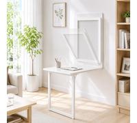 HRXQ Bianco Tavolo Pieghevole A Parete 90×60cm Tavolo A Ribalta Da Parete Da Pranzo, Realizzabile Come Quadro Da Parete, Per Laptop Libreria Studio Studio