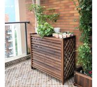 HRXQ Copri Condizionatore da Esterno Legno Massello per unità Esterna, Copertura Condizionatore Legno retrò Marrone per Condizionatore d'Aria Espositore per Fiori E Piante(Small-85x35x75cm)