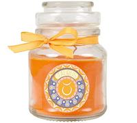 HS Candle Candela profumata con segno zodiacale in barattolo di caramelle (toro) - diversi motivi a scelta, 120 g - Durata fino a 30 ore - Taurus