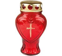 HS Candle - Lumino per tomba in vetro a forma di cuore (rosso), con durata di circa 30 ore
