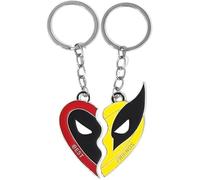 HSAJS 2 Pezzi Portachiavi per Coppia Marvel Deadpool Wolverine Best Friends Heart Keychain con Ciondolo Iron Man Chiavi della Macchina