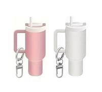 HSAJS 2 Pezzi Portachiavi Portachiavi Acrilico Cup Robusto e Durevole Piccolo e Carino Portachiavi Ragazze Regalo per Gli Amanti Della Stanley Cup (Rosa + Crema)