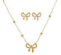 HSAJS 2 Pezzi Set Gioielli Fiocco Collana Orecchini Parure Elegante Ciondolo Pendente Catena Accessori Donna