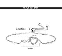 HSAJS Bracciale Cuore Infinito Regolabile Cristalli Brillanti Catena Sottile Argento Gioiello Femminile Elegante