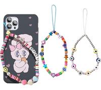 HSAJS Ciondolo Cellulare Colorato Braccialetto Perline Decorativo Cordino Portachiavi Accessorio Telefono Stella Fiore Occhio Portafortuna