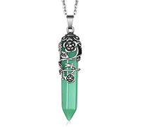 HSAJS Ciondolo Cristallo Nero Punto Prisma Intagliato Floreale Collana Pendente Vintage Gotico Stile Boho Gioiello Donna Catena Regolabile