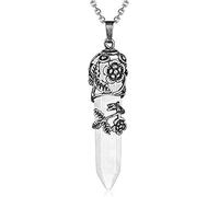 HSAJS Ciondolo Cristallo Nero Punto Prisma Intagliato Floreale Collana Pendente Vintage Gotico Stile Boho Gioiello Donna Catena Regolabile