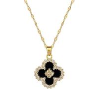 HSAJS Collana Pendente Quadrifoglio Brillante Cristalli Zirconi Catena Elegante Gioiello Femminile Lussuoso