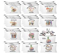 HSDSH Borsa per il trucco di sopravvivenza, da viaggio, da donna, mamma, regalo per dipendenti, bianco, Libro