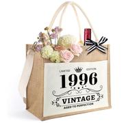 HSDSH Regali per il 18/30/40/50/60/70/80° compleanno per donne, borsa vintage in iuta, borsa per la spesa, borsa in iuta, regalo di compleanno per donne, mamma, nonna, sorella, 1996