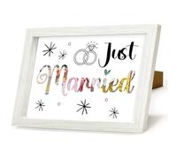 HSDSH Salvadanaio per coppia di sposi, cornice per foto, cassa nuziale, salvadanaio personalizzato, regalo con scritta "Just Married"