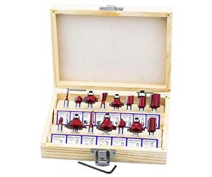 HSEAMALL 15Pezzi Set Frese per Legno, attacco da 6,35 mm 1/4 '' Set di punte per router con punta in carburo di tungsteno