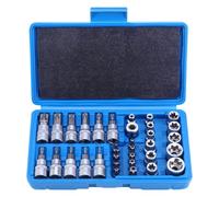 HSEAMALL Set di 34 chiavi a bussola Torx, femmina E Torx Bit Star Sockets E4-E20, set di dadi da 5/16 e 3/8 di pollice T10-T60