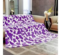HSEEC Coperta viola per letto queen size, morbida, per divano, in pile leggero e peloso, per tutte le stagioni, regalo con mucca viola, graziosa decorazione per camera da letto, per donne e ragazze