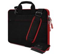 HSEOK Borsa a Tracolla per laptop da 13,3",Borsa Sottile per Computer con Tracolla Compatibile con MacBook Air/Pro 13/Pro 14,XPS 13/14 e la maggior parte dei Notebook da 13"-14",Nero-rosso