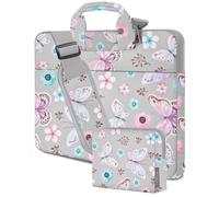 HSEOK Borsa a Tracolla per Laptop da 15,6-16 Pollici,Resistente e Antiurto,con Tasche Multiple e Tracolla per la maggior parte dei Notebook da 15-16 Pollici,Fiore di farfalla