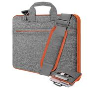 HSEOK Borsa a Tracolla per Laptop da 15,6", Resistente e Antiurto, Protettiva, con Tasche Multiple e Tracolla, Compatibile con la Maggior Parte dei Notebook da 15,6 Pollici,Grigio scuro-arancio