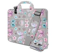 HSEOK Borsa a Tracolla per Laptop da 15,6", Resistente e Antiurto, Protettiva, con Tasche Multiple e Tracolla, Compatibile con la Maggior Parte dei Notebook da 15,6 Pollici,Fiore di farfalla