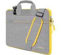 HSEOK Borsa a Tracolla per Notebook, Borsa Porta Laptop Super Sottile e Impermeabile, Fino a 13-13,3-14 Pollici, Grigio chiaro & giallo chiaro