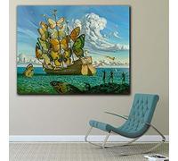 HSFFBHFBH Tela Wall Art Stampata Moda Salvador Dali Dipinto Nave Farfalla Immagini Murali per Soggiorno Dipinti Complementi Arredo Casa 50x70cm (20"x28) Senza Cornice