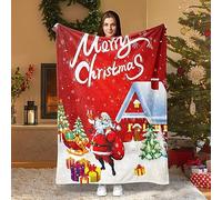 HSGLGNA Coperta natalizia a tema natalizio, in morbida microfibra, decorazione per la casa, per divano e divano, con stampa di Babbo Natale (F, 130x150 cm)