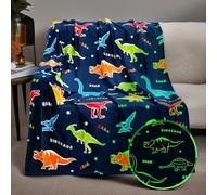 HSGLGNA Coperta per bambini con dinosauri al buio, morbida microfibra, fantastica idea regalo per gli amanti del dinosauro (dinosauro D, 130 x 150 cm)