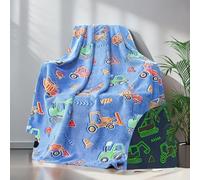 HSGLGNA Coperta per bambini con dinosauri al buio, morbida microfibra, fantastica idea regalo per gli amanti del dinosauro (costruzione, 130 x 150 cm)