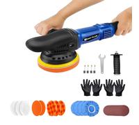 HSHa Lucidatrice eccentrica a doppia azione, 980 W, 12 mm, con 6 velocità variabili, 2800 - 5800 giri/min, set di lucidatrici da 120 mm