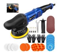 HSHa Lucidatrice per auto, 6 velocità variabile, lucidatrice orbitale, 12 mm, 120 mm, tamponi lucidanti da 150 mm, lucidatura a doppia azione, 980 W