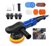 HSHa Lucidatrice professionale, set di lucidatrici con cuscinetti lucidanti da 120 mm, 6 velocità variabili, 2800 - 5800 giri/min, lucidatrice eccentrica per auto, barca, lucidatura, lucidatura,