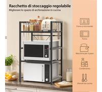 HSHa Scaffale espandibile per microonde, ripiano da appoggio, disponibile a due o un piano, ripiano da cucina in acciaio con 6 ganci rimovibili, griglia da forno, regolabile in altezza e lunghezza, ro