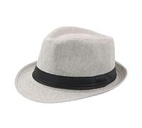 HshDUti Cappello unisex classico senza tempo Manhattan Fedora per uomo donna cappello da gangster trilby cappello estivo cappello da sole a tesa corta Fedora Panama Jazz Cap grigio chiaro