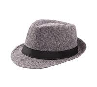 HshDUti Cappello unisex classico senza tempo Manhattan Fedora per uomo donna cappello da gangster trilby cappello estivo cappello da sole a tesa corta Fedora Panama Jazz Cap grigio