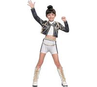 HshDUti K Pop - Costume da cacciatore di demoni, per cosplay, per bambine e ragazze, per Halloween e cantanti pop (D, 160)