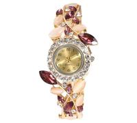 HshDUti Orologio da polso da donna al quarzo, 20 mm, con cassa in pietra, display analogico e cinturino in acciaio inox, con cristalli, Viola