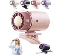 HshDUti Ventola per condizionatore d'aria per auto 2026 con display a LED, ventola per auto che soffia aria fredda, ventilatore portatile a clip ricaricabile USB a 360 gradi per visiera, passeggino