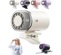 HshDUti Ventola per condizionatore d'aria per auto 2026 con display a LED, ventola per auto che soffia aria fredda, ventilatore portatile a clip ricaricabile USB a 360 gradi per visiera, passeggino