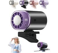 HshDUti Ventola per condizionatore d'aria per auto 2026 con display a LED, ventola per auto che soffia aria fredda, 360 ruotabile, ricaricabile tramite USB, ventilatore portatile per visiera