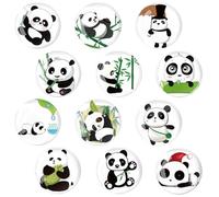 Hshenjhu 12 Pezzi Panda Calamite Frigorifero, Calamite Potenti Magneti Frigo, Piccole Calamite Decorative per Frigorifero, Lavagna, Cucina, Ufficio, Frigoriferi (Round/30 mm)