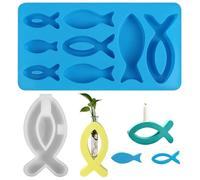 Hshenjhu 2 Pezzi Stampi in Silicone, Stampo in Silicone per Pesce Comunione, Stampi in Silice per Pesce, Matrice Gomma siliconica a Forma di Cartoni Animali, per Cioccolato, Fondente, Torte